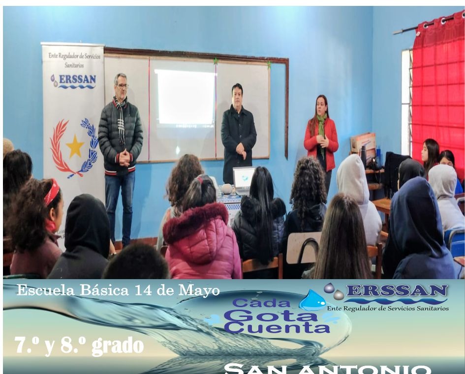 Uso responsable del agua, dirigida a alumnos del nivel Preescolar y del 7.º y 8.º grado de la Escuela Básica N.º 14 de Mayo, de la ciudad de San Antonio.