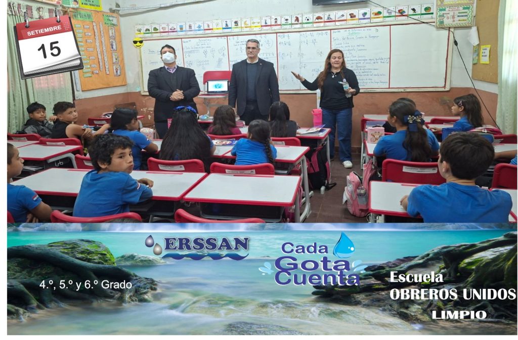 Charla de Concienciación sobre el Uso Racional del Agua, Escuela Obreros Unidos, de la ciudad de Limpio
